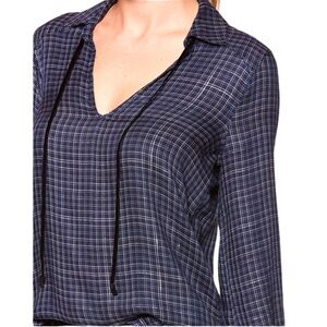 Paige Calissa Blouse in Peacoat/Gunmetal. Long sleeves. Medium